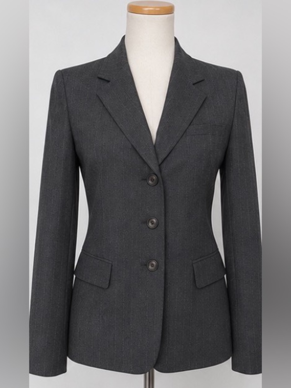 🆕 [Elie Tahari] Dark Gray Wool Blend Lined 3 Button Blazer Jacket Size 2 NWT